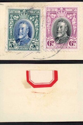 Southern Rhodesia SG27 SG20 5/- and 6d Values Perf 12 Used on Piece