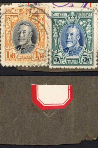 Southern Rhodesia SG27 SG 24 5/- 1/6 values Perf 12 Used on Piece