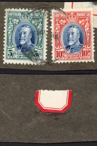 Southern Rhodesia SG27 SG22 5/- and 10d values Perf 12 Used on Piece