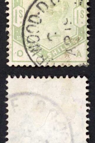 SG196 1/- Lilac and Green (colour faded) Cat 325 pounds