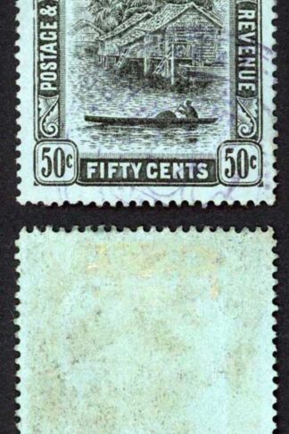 Brunei SG45a 50c Black/blue-green wmk MCA Fine used Cat 45 pounds