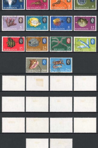 Barbados SG322/35 1965 Marine Life Set of 14 Fine used Cat 12.50 pounds
