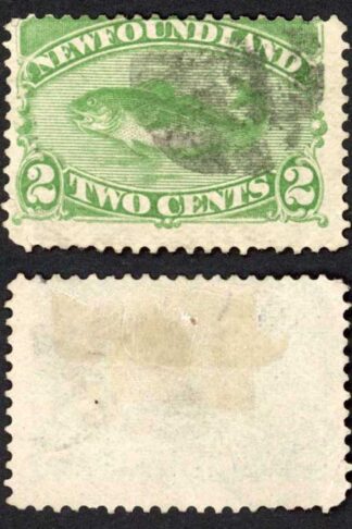 Newfoundland SG46 2c Yellow-green used Cat 32 pounds