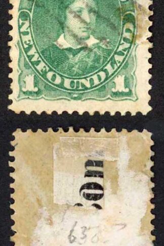 Newfoundland SG50 1c Blue Green Cat 14 pounds