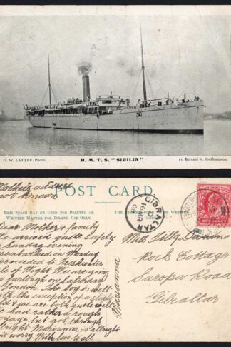 KEVII Postcard to Gibraltar