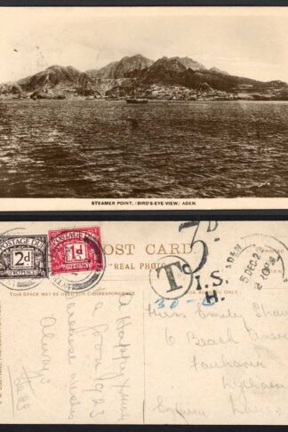 Aden KGV India on a Post Due Cover to the UK