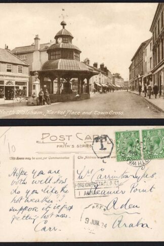 Aden Post due postcard from the UK
