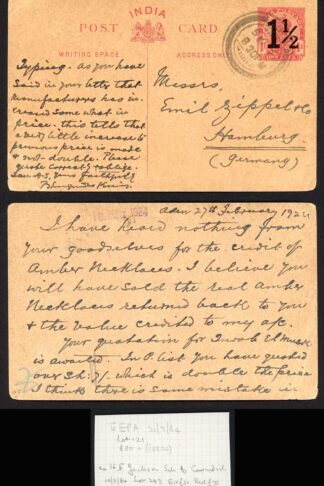 Indian Postal Stationery used in Aden