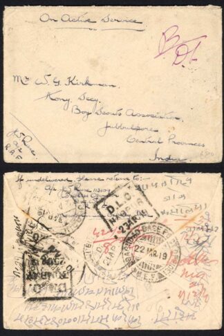 Much redirected cover addressed to Boy Scout Association in India