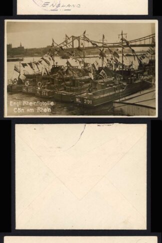 KGV 2d used from the British Rhine Patrol Flotation (with contemporary postcard)