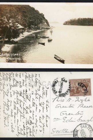 KGV Trinidad postcard to Scotland