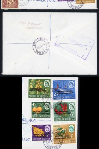 Southern Rhodesia to GB INVALID STAMPS Post Due Cover