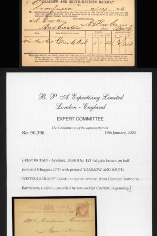 1/2d Postcard from Drongan Station Manuscript Coylton RARE BPA Cert