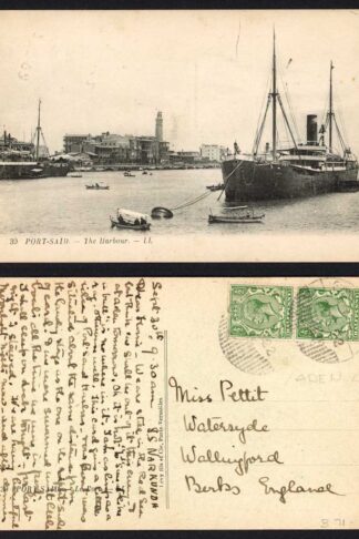 Aden KEVII 1/2a Pair of GB stamps used on a Post Card