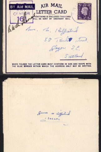 Aden GB 3d Violet on RAF Censor Cover