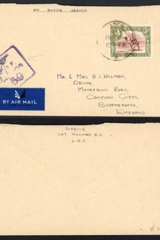 Aden KGVI 5r on RAF Censor Cover
