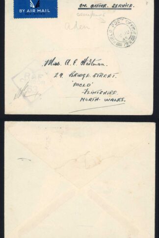 Aden KGVI Stampless Censor cover to North Wales