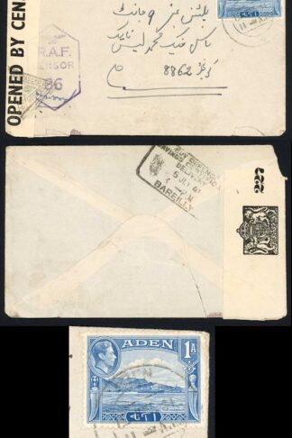 Aden KGVI 1a on RAF Censor cover