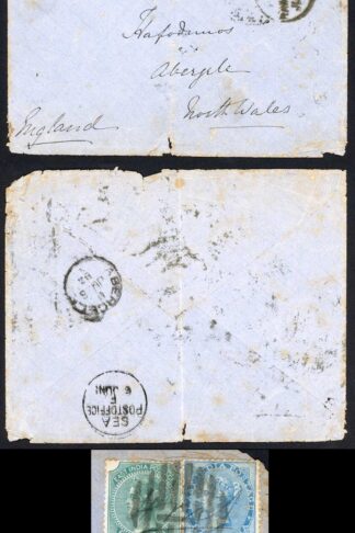 India QV 4a and 1/2a on a Sea Poast Cover