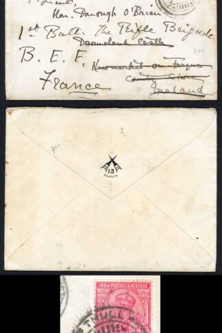 Indian 1a on redirected cover from Thull to France