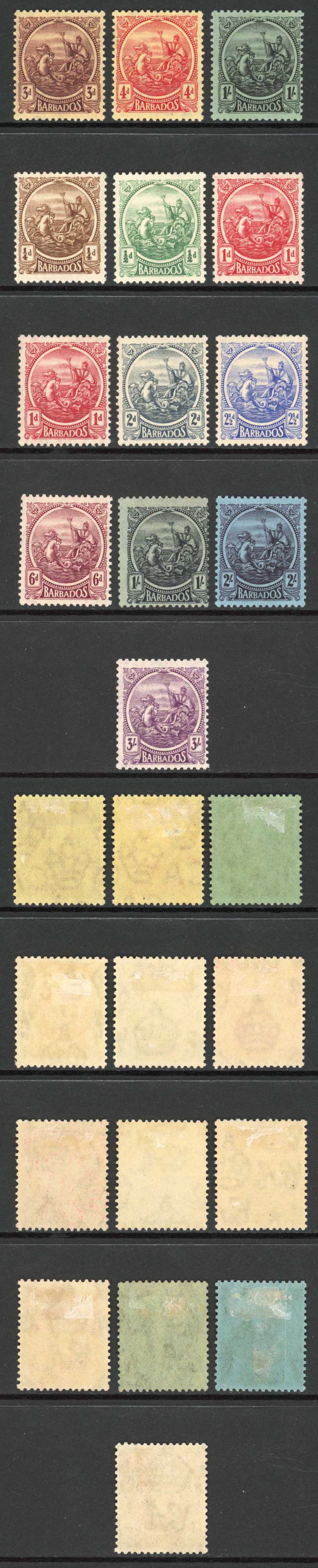 Barbados SG213/28 set of 12 plus 1d Shade Cat 109.50 pounds