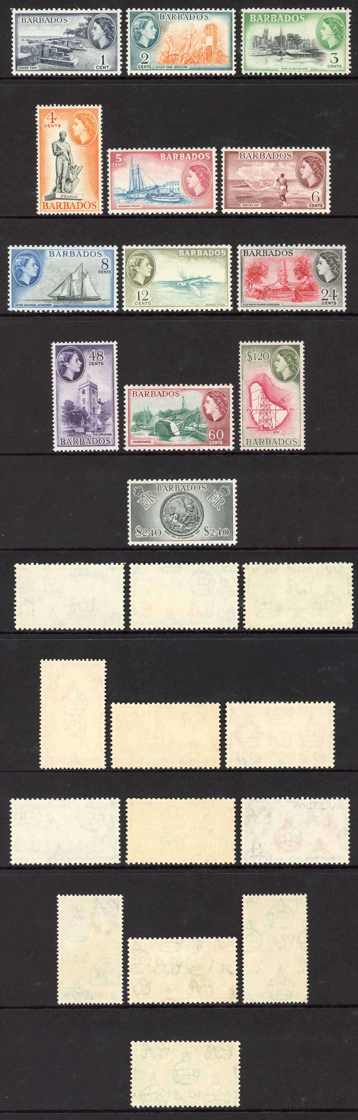 Barbados SG289/301 1953 Set of 13 U/M Cat 80 pounds