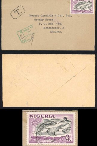 Nigeria 3d on a Post Due cover to England