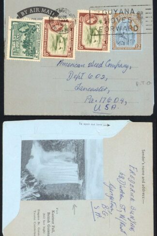British Guiana 1966 uprated Postal Stationery Air Letter (Kaieteur Waterfall) t