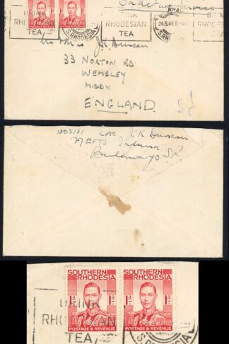 Southern Rhodesia 1941 Drink Rhodesia Tea slogan postmark
