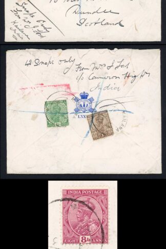 India KGV Registered cover to Scotland
