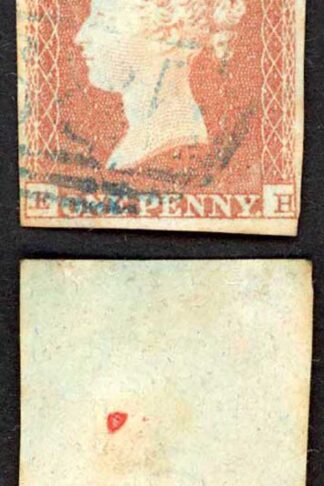 1841 Penny Red (EH) four margin with Blue cancel