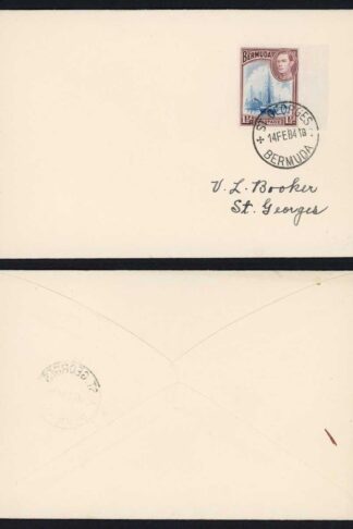 Bermuda KGVI 1 1/2d on a Superb cover