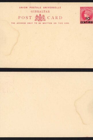 Gibraltar HG10 10c on 1d red Postcard mint