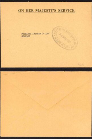 Falkland Is 1985 OHMS Cover from the Office of the Senior Medical Officer
