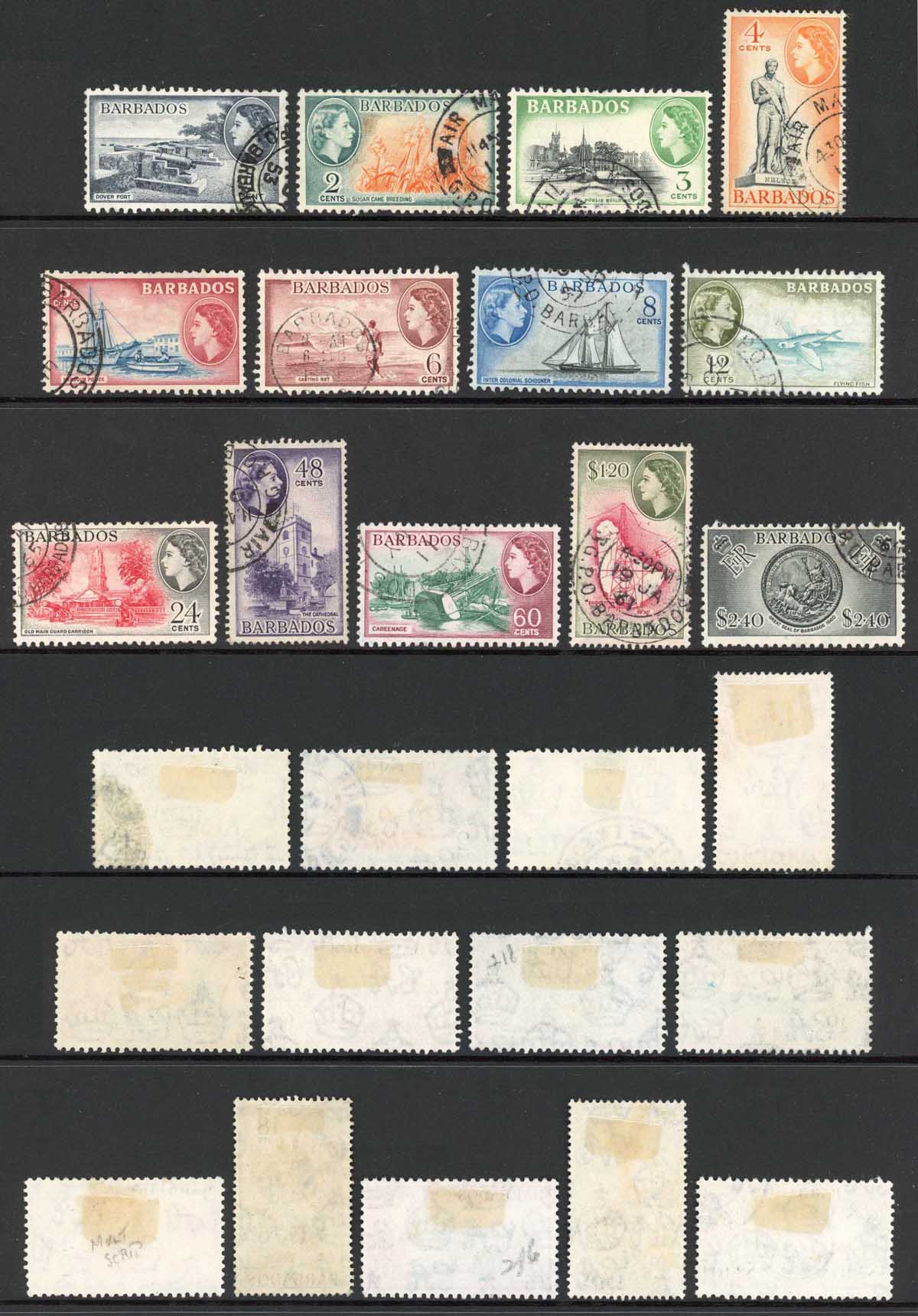 Barbados SG289/301 QEII 1953-61 Set of 13 Used