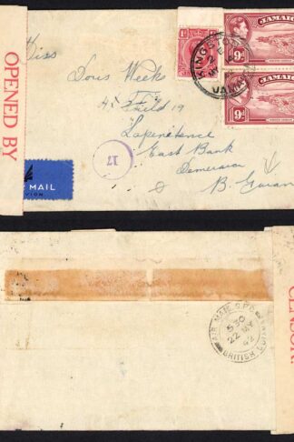 Jamaica 1942 Censored Airmail Cover to British Guiana