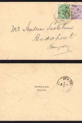 India QV Sea Post cover to Hungary