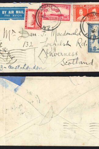 New Zealand 1937 Airmail cover to Scotland