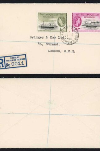 Falkland Is Dep Ship stamps on cover from Admiralty Bay Island