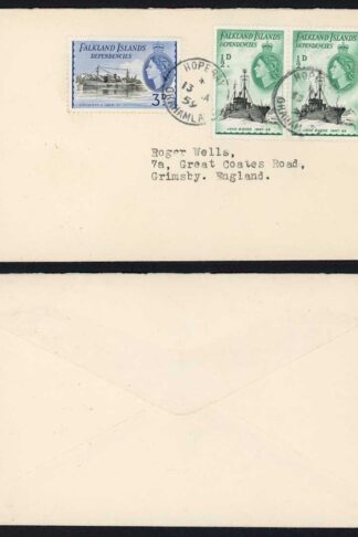 Falkland Is Dep Ship stamps on cover from Hope Bay Island