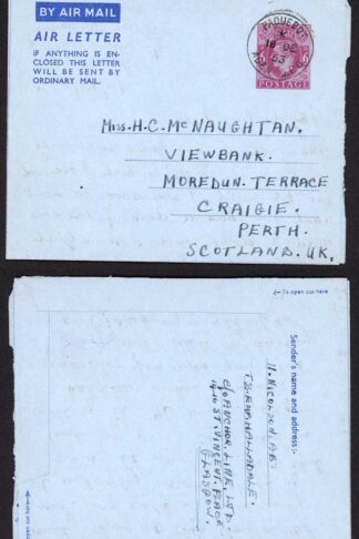 Aden Airletter with Paquebot pmk on Airletter to Perth