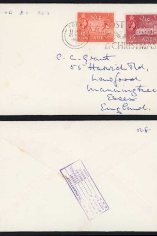 Aden 1960 Post Early for Christmas slogan postmark POSTED AT SEA