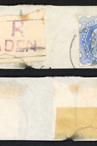 Aden Indian 2 1/2a and KGV 2a on registered piece