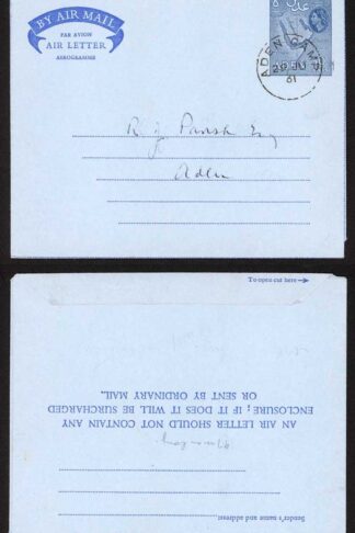 Aden QEII 50c Aerogramme Aden Camp 1961 CDS