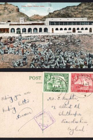 Aden 1942 Censored Postcard to England