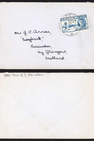 Aden 1947 Commercial cover to Scotland