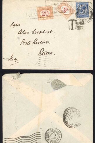 KGV 2 1/2d Post Due Cover to Rome