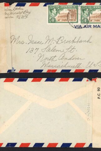 Jamaica KGVI Censored cover to the USA