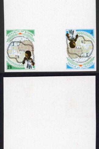Biafra (Nigeria) SG35/8 2nd Anniversary U/M IMPERF PLATE PROOF Tete-beche Set
