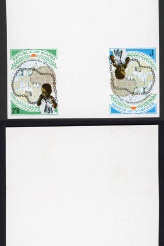 Biafra (Nigeria) SG35/8 2nd Anniversary U/M IMPERF PLATE PROOF Tete-beche Set